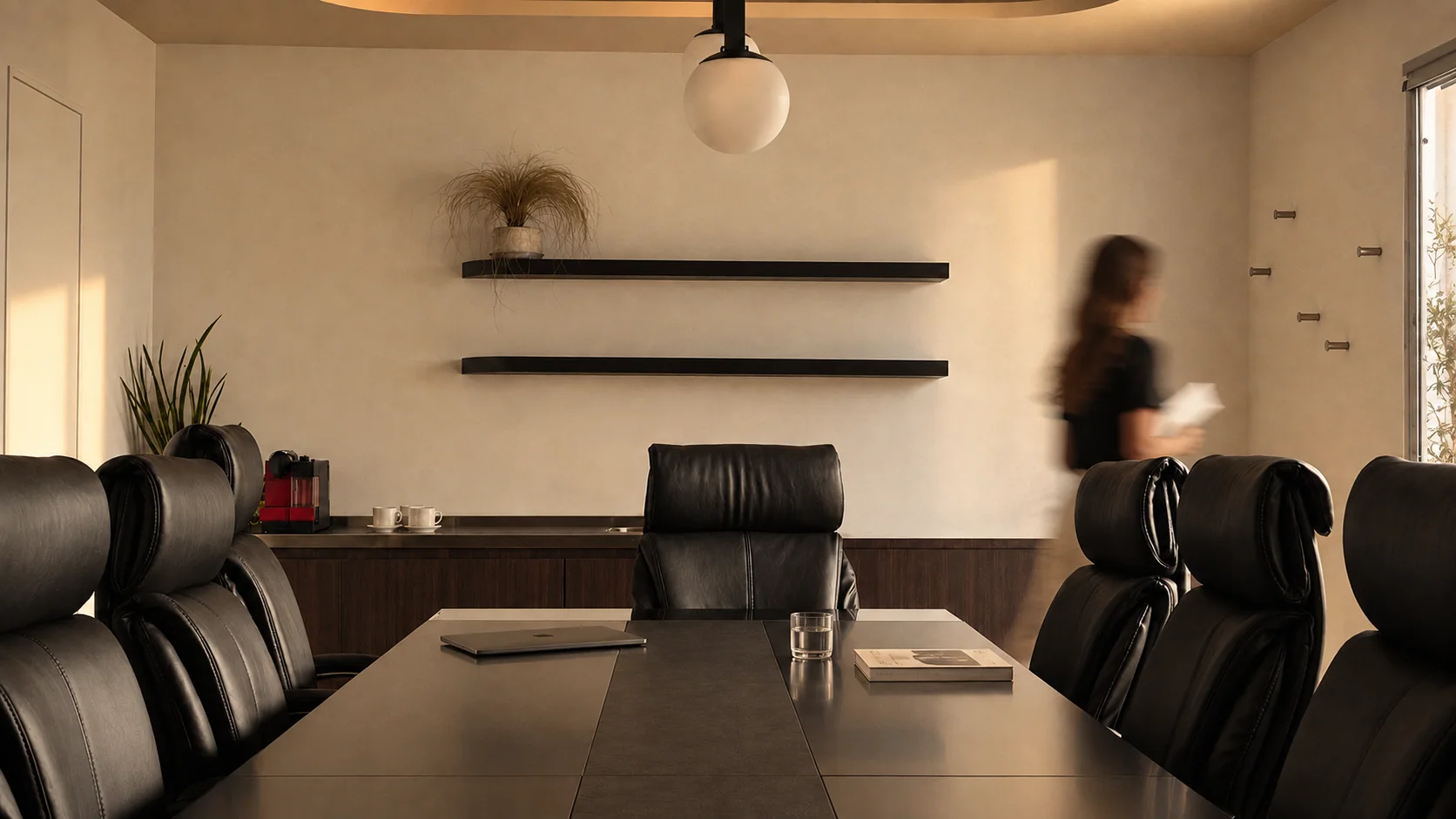 Meeting room and shelving